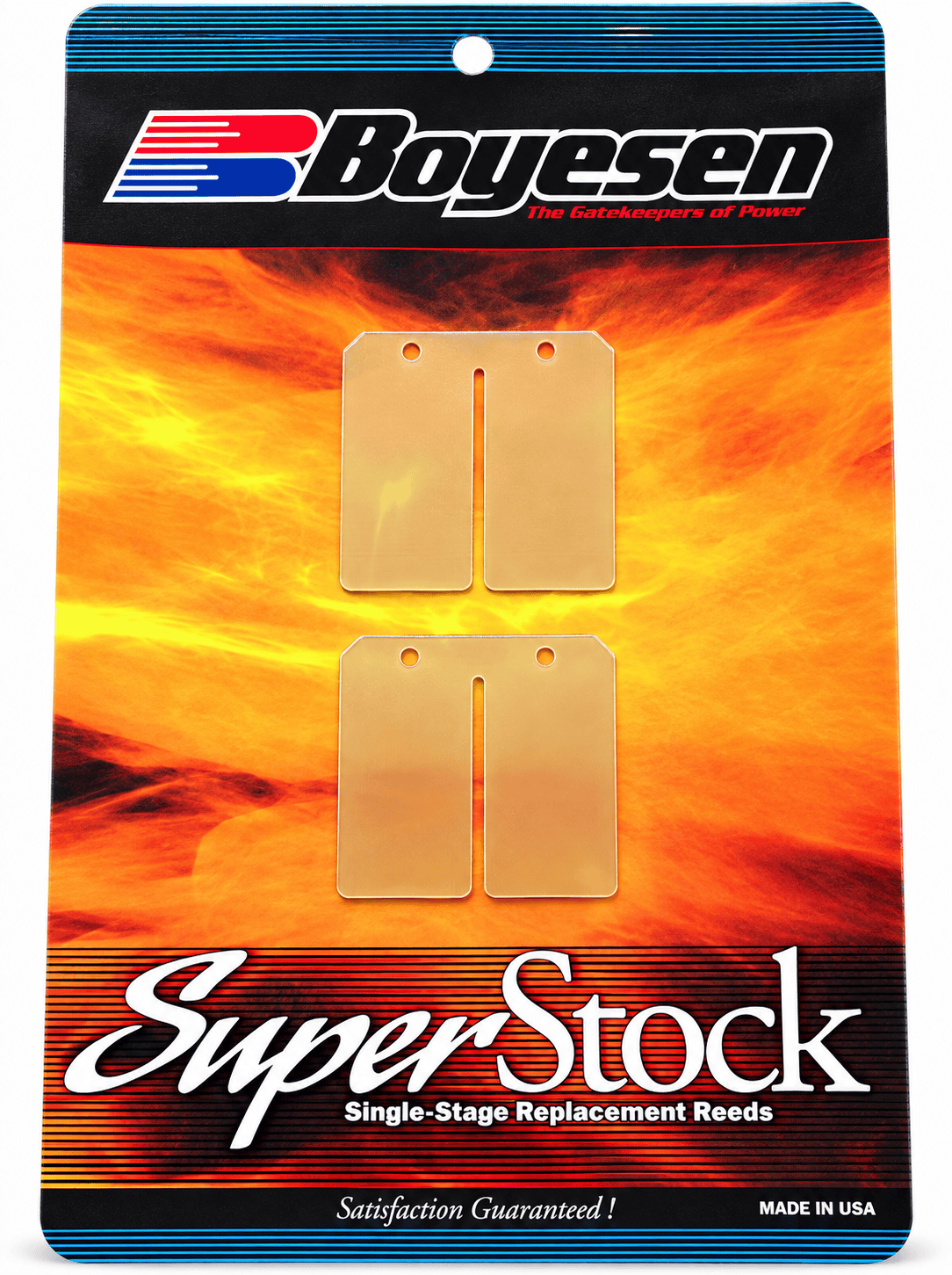 Boyesen SuperStock SSF035 single-stage replacement reed petals for Yamaha Blaster YFS200 two-stroke ATV engine.
