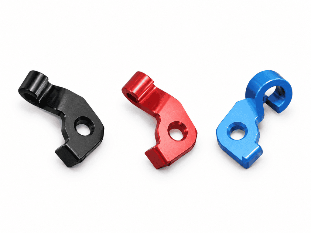 Yamaha Blaster clutch cable brackets in black, red and blue