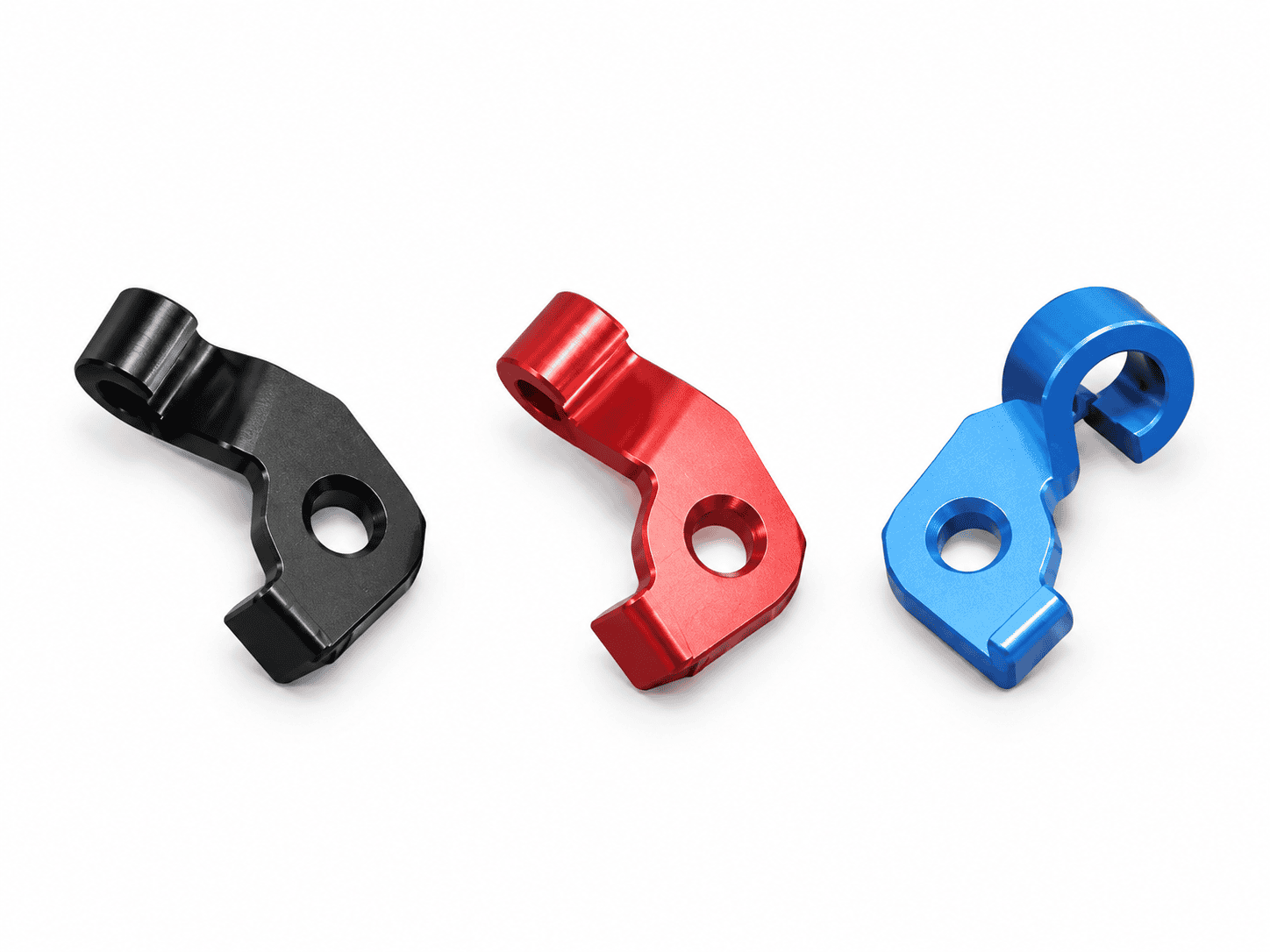 Yamaha Blaster clutch cable brackets in black, red and blue
