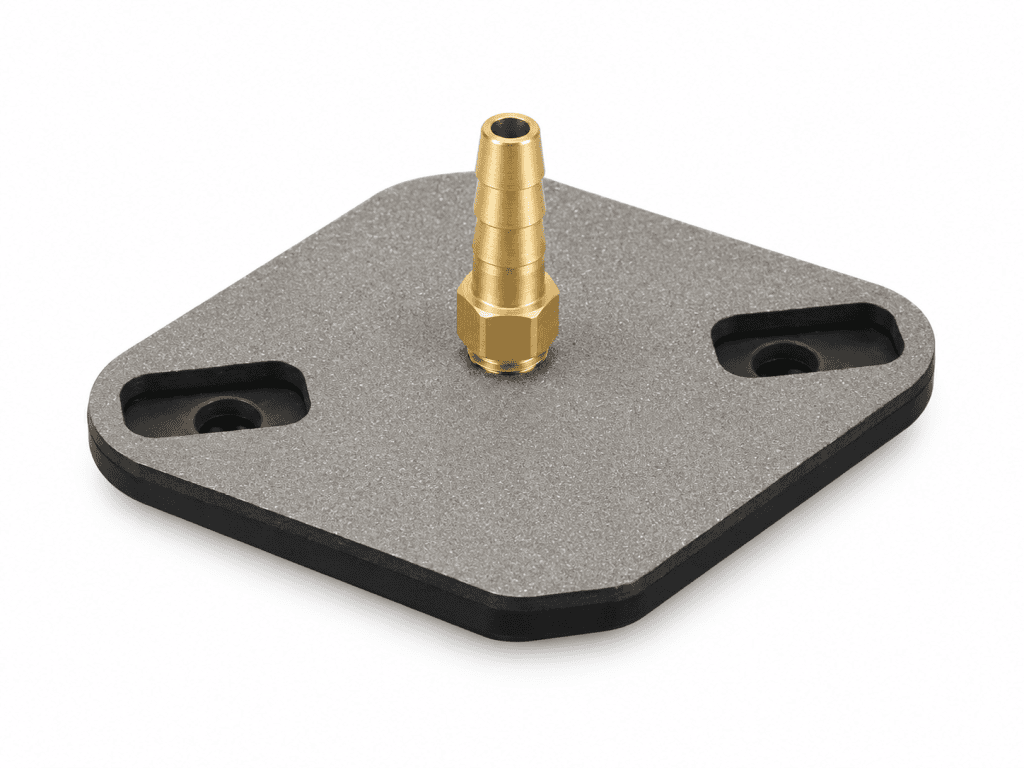 KOR Yamaha Blaster exhaust block off plate with brass hose barb