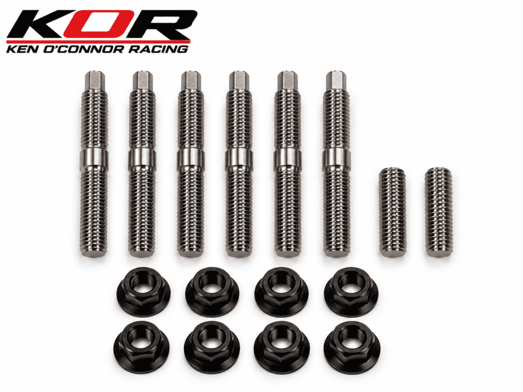 Yamaha Blaster cylinder stud kit with six long studs with wrench flats, two short studs and eight nuts