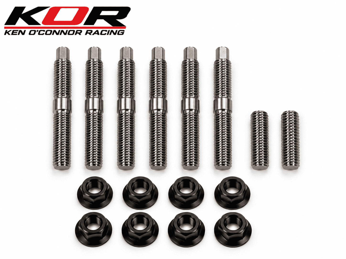 Yamaha Blaster cylinder stud kit with six long studs with wrench flats, two short studs and eight nuts