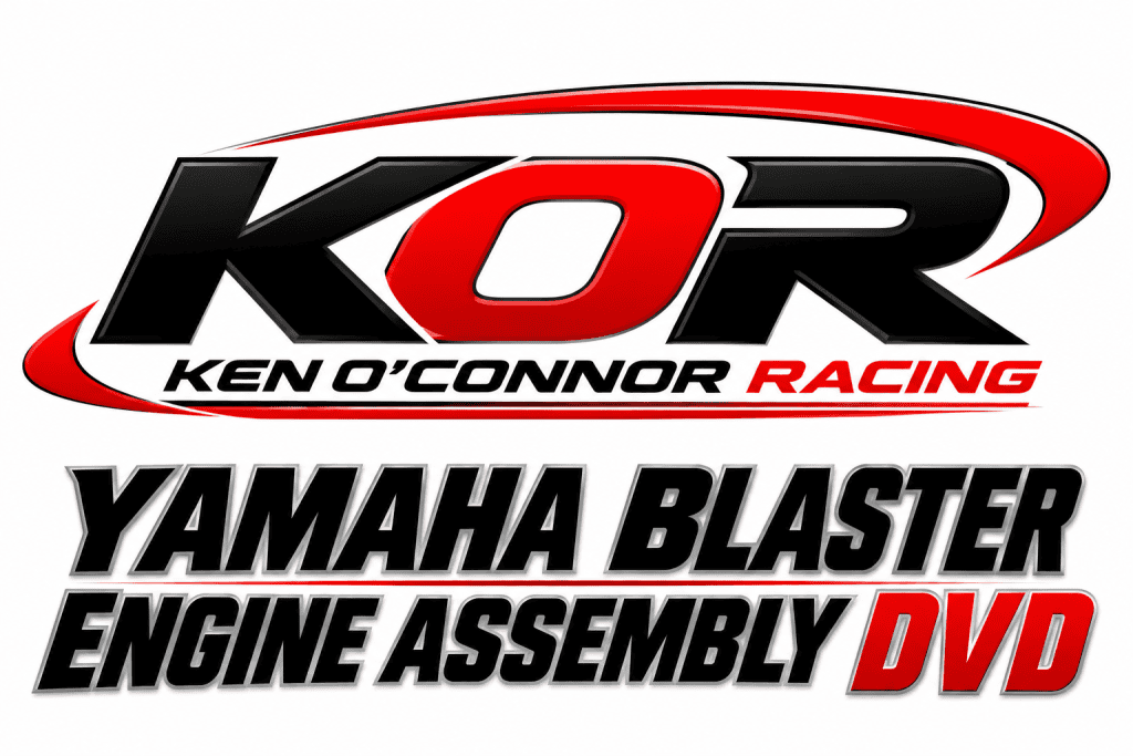 Black and red KOR logo above the words Yamaha Blaster Engine Assembly DVD on a white background