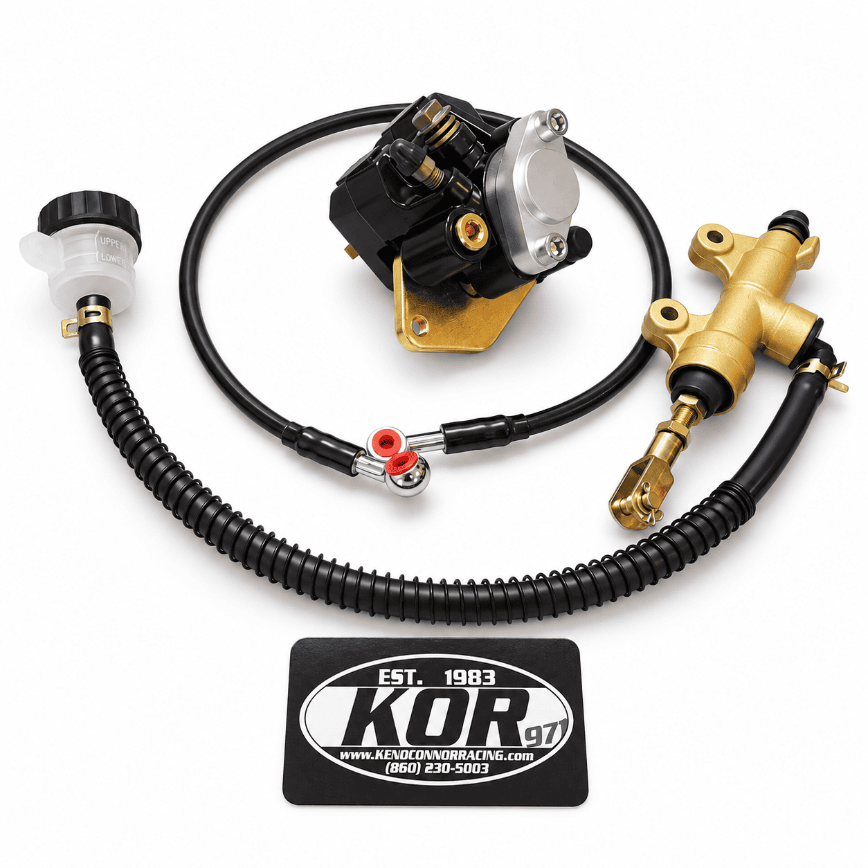 Complete Yamaha Blaster rear brake kit with caliper, master cylinder, reservoir and hydraulic brake line